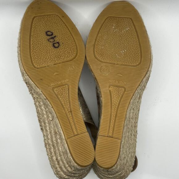 Kanna Shoes Womens Size 9 40 Espadrille Wedge Sandals Metallic Leather Spain‎ - Picture 8 of 9